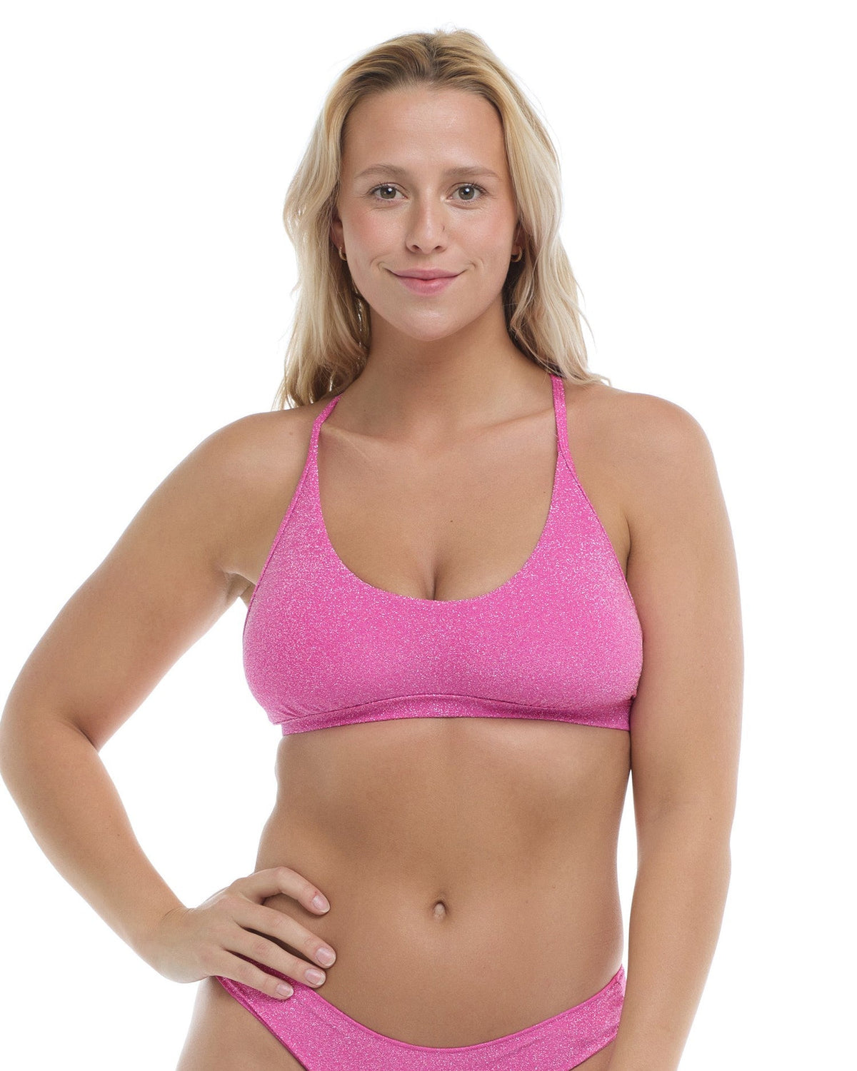 Alexa D, DD, E & F Cup Top - SPARKLE (Pink) - Eidon