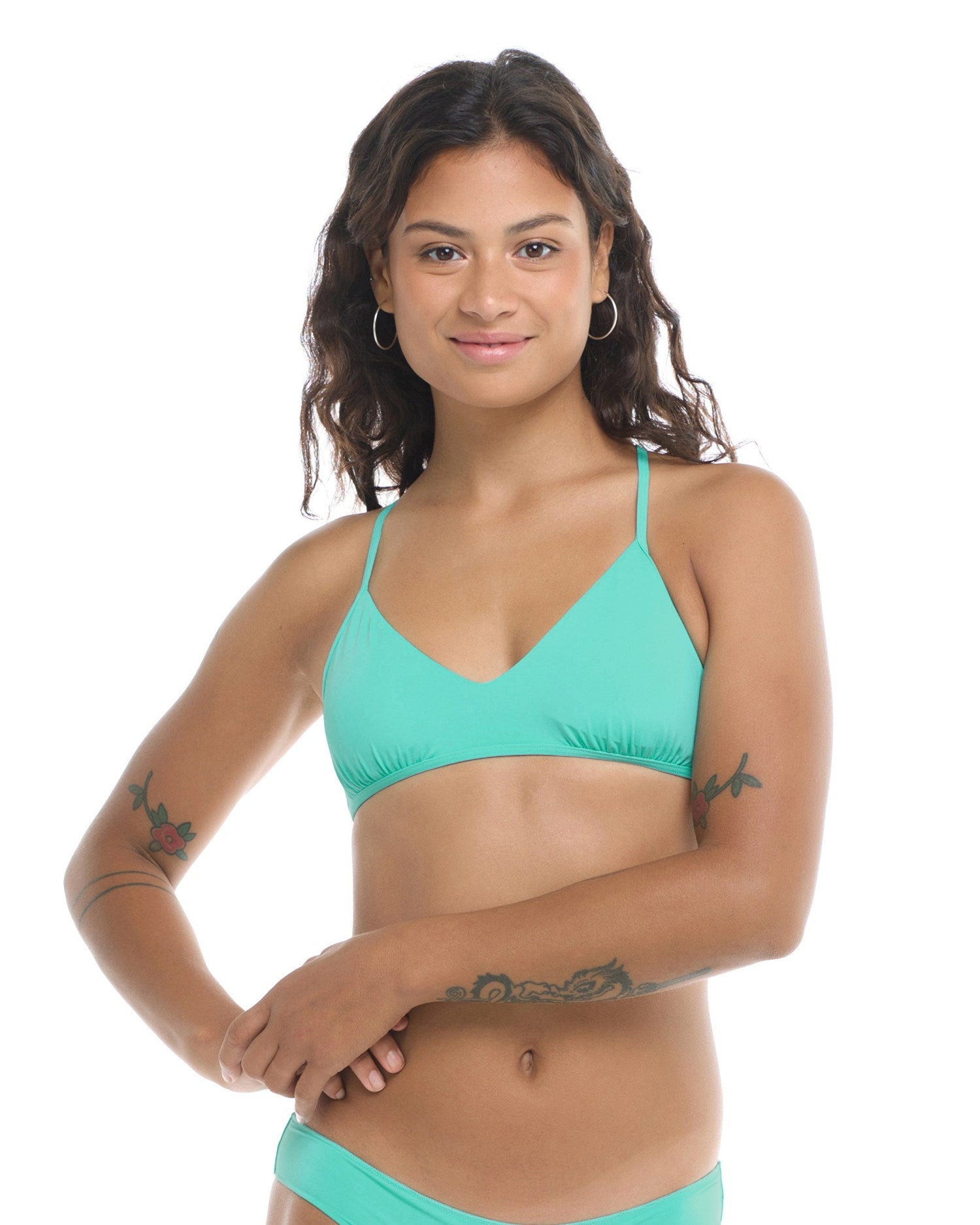 EIDON Women's Tiki Tie Side Cheeky Bikini Bottom - Low Rise, Ruched Back, Solid Color